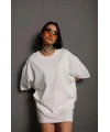 Lushiowear Kadın Tişört Yazlık Düz Kısa kol Penye T-shirt - Beyaz
