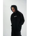 Kapşonlu Double Oversize Dijital Patchli SweatShirt - Siyah