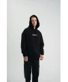 Kapşonlu Double Oversize Dijital Patchli SweatShirt - Siyah
