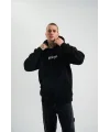 Kapşonlu Double Oversize Dijital Patchli SweatShirt - Siyah