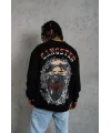Lushiowear Erkek 3 İplik Pamuklu Bisiklet Yaka Gangster Baskılı Sweatshirt - Siyah