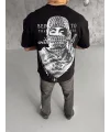 Lushiowear Erkek Kısa Kol Tişört Bisiklet Yaka Filistin Poşulu Baskılı T-Shirt - Siyah
