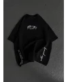Lushiowear Erkek Kısa Kol Tişört Bisiklet Yaka Filistin Poşulu Baskılı T-Shirt - Siyah