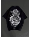 Lushiowear Erkek Kısa Kol Tişört Bisiklet Yaka Filistin Poşulu Baskılı T-Shirt - Siyah