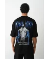 Lushiowear Erkek Baskılı Oversize  Kısa kol T-Shirt - Siyah