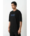 Lushiowear Erkek Baskılı Oversize  Kısa kol T-Shirt - Siyah
