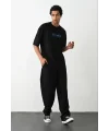 Lushiowear Erkek Baskılı Oversize  Kısa kol T-Shirt - Siyah