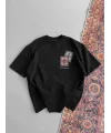 Lushiowear Erkek Yazlık Bisiklet Yaka Baskılı Regular Fit Tişört Kısa Kol T-Shirt - Siyah