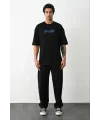 Lushiowear Erkek Baskılı Oversize  Kısa kol T-Shirt - Siyah