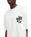 Lushiowear Erkek Tişört Baskılı Oversize kısa kol T-Shirt - Beyaz