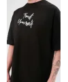Lushiowear Erkek Kısa Kol Yazlık Tişört Bisiklet Yaka Baskılı Oversize T-Shirt -  Siyah
