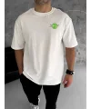 Lushiowear Erkek Kısa Kol Tişört Bisiklet Yaka RİCK AND MORTY Baskılı T-Shirt - Beyaz