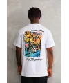 Lushiowear Erkek Bisiklet Yaka Baskılı Oversize T-Shirt - Beyaz