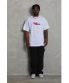 Lushiowear Erkek Kısa Kol Yazlık Tişört Bisiklet Yaka Baskılı Oversize T-Shirt - Beyaz