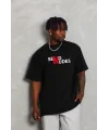 Lushiowear Erkek Kısa Kol Yazlık Tişört Bisiklet Yaka Baskılı Oversize T-Shirt - Siyah