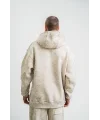 Lushiowear ERKEK  3 iplik Pamuklu Oversize Kapşonlu Yıkamalı SweatShirt Hoodie - Krem