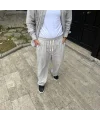 Lushiowear Erkek Fitilli Kadife Cepli Buggy Pantolon Oversize Rahat Kalıp - Gri