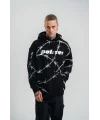 Lushiowear ERKEK Kapüşonlu Varak ve Pano Baskılı Hoodie  SweatShirt- Siyah