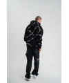 Lushiowear ERKEK Kapüşonlu Varak ve Pano Baskılı Hoodie  SweatShirt- Siyah