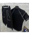 Lushiowear Erkek Karoyaka Dikişli Şortlu Alt-Üst Takım - Siyah