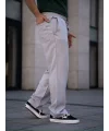 Lushiowear Erkek Keten Cepli Çıma Dikişli jogger Buggy Pantalon Rahat kalıp - Gri