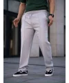 Lushiowear Erkek Keten Cepli Çıma Dikişli jogger Buggy Pantalon Rahat kalıp - Gri