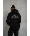 Lushiowear Erkek Nihilist Penguen Baskılı 3 İplik Pamuklu Kapüşonlu Sweatshirt Hoodie Siyah