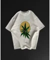 Lushiowear Erkek Kısa Kol Yazlık Tişört Bisiklet Yaka Baskılı Oversize T-Shirt - Beyaz