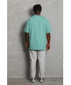 Lushiowear Erkek Düz Yazlık Kısa Kol Tişört Bisiklet Yaka Oversize T-Shirt - Mint Yeşili