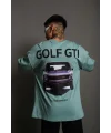 Lushiowear Erkek Oversize Tişört Golf GTI Retro Araba Baskılı T-shirt - Mint Yeşili