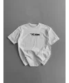 Lushiowear Erkek Ön ve Arka Baskılı T-Shirt Kısa Kol Bisiklet Yaka Regular Fit Tişört - Beyaz