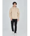 Lushiowear Erkek 3 İplik Pamuklu Kapüşonlu Tam Fermuarlı Cepli Hoodie Sweatshirt - Bej