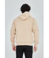 Lushiowear Erkek 3 İplik Pamuklu Kapüşonlu Tam Fermuarlı Cepli Hoodie Sweatshirt - Bej