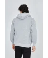 Lushiowear Erkek 3 İplik Pamuklu Kapüşonlu Tam Fermuarlı Cepli Hoodie Sweatshirt - Gri
