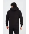 Lushiowear Erkek 3 İplik Pamuklu Kapüşonlu Tam Fermuarlı Cepli Hoodie Sweatshirt - Siyah