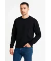 Lushiowear Erkek 3 İplik Pamuklu Düz Bisiklet Yaka SweatShirt - Siyah