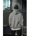 Lushiowear Erkek 3 İplik Penye Kapüşonlu Basic SweatShirt Hoodie - Boyalı Gri