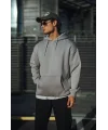 Lushiowear Erkek 3 İplik Penye Kapüşonlu Basic SweatShirt Hoodie - Boyalı Gri