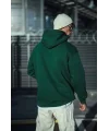 Lushiowear Erkek 3 İplik Pamuklu Kapüşonlu Basic SweatShirt Hoodie - Haki