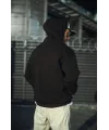 Lushiowear Erkek 3 İplik Pamuklu Kapüşonlu Basic SweatShirt Hoodie - Siyah