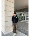 Lushiowear Erkek 3 iplik Samuray kapüşonlu ZIP Fermuarlı SweatShirt Hoodie - Siyah