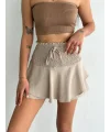 Lushiowear Kadın Ayrobin Şortlu Etek - Bej