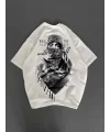 Lushiowear Kadın Kısa Kol Tişört Bisiklet Yaka Filistin Poşülü Baskılı T-Shirt - Beyaz
