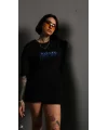Lushiowear kadın Bisiklet Yaka Baskılı Oversize  Kısa kol T-Shirt - Siyah