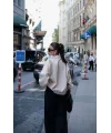 Lushiowear Kadın Fermuarlı Gömlek Yaka Bomber Ceket - Beyaz