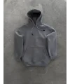 Lushiowear Kadın Kapüşonlu Kanguru Cepli 3 İplik Pamuklu Oversize Hoodie Sweatshirt -  Boyalı Gri
