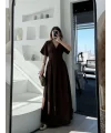 Lushiowear Kadın Kısa Kollu Uzun Elbise - Kahve