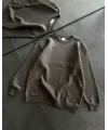 Lushiowear Kadın Bisiklet Yaka 3 İplik Pamuklu Basic SweatShirt - Füme