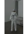 Lushiowear Kadın Nakış İşlemeli 3 İplik Pamuklu Sweat Alt-Üst Takım- Beyaz
