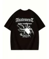 Lushiowear Kadın Tişört Örümcek Baskılı Bisiklet Yaka T-shirt - Siyah